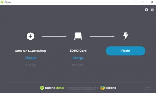 Etcher select OS raspbian buster desktop