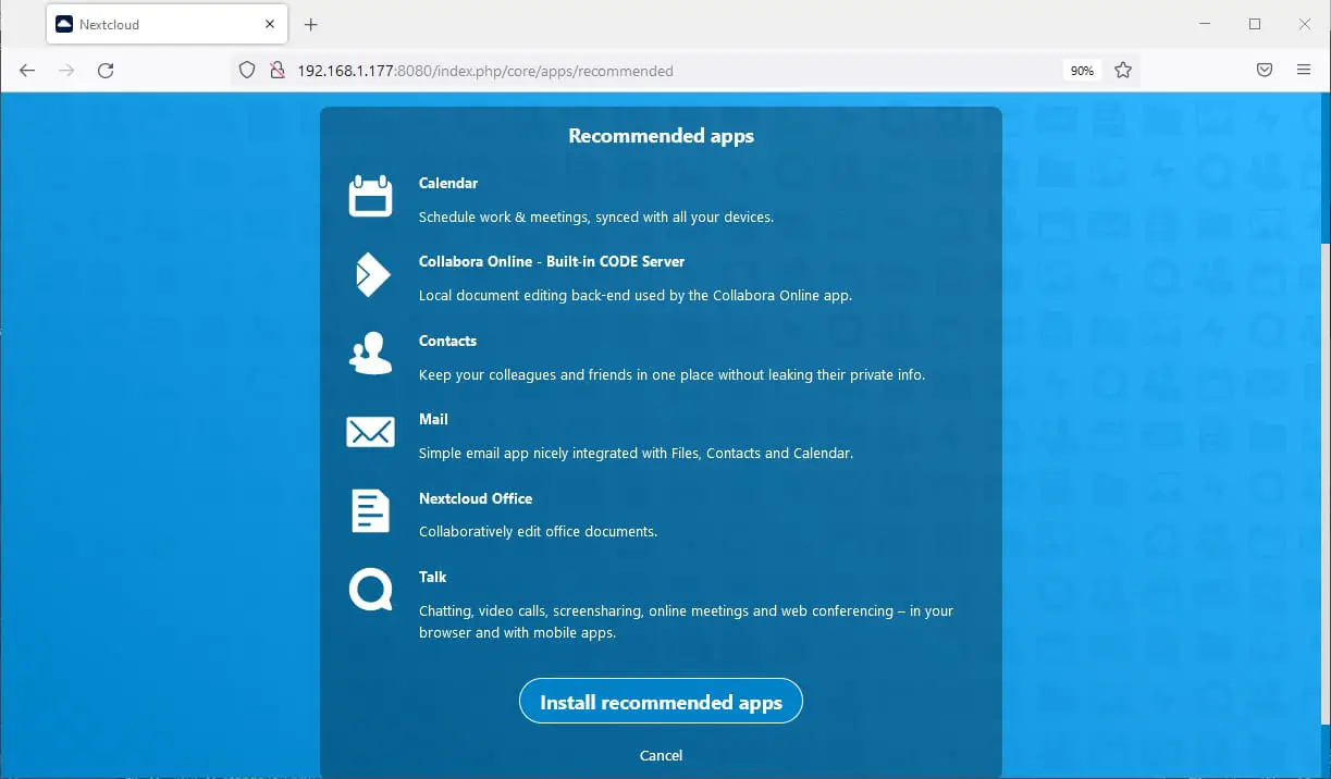 raspberry PI nextcloud recommended apps
