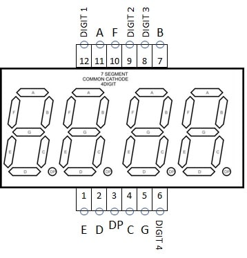 4 digit 7 segment display pinout