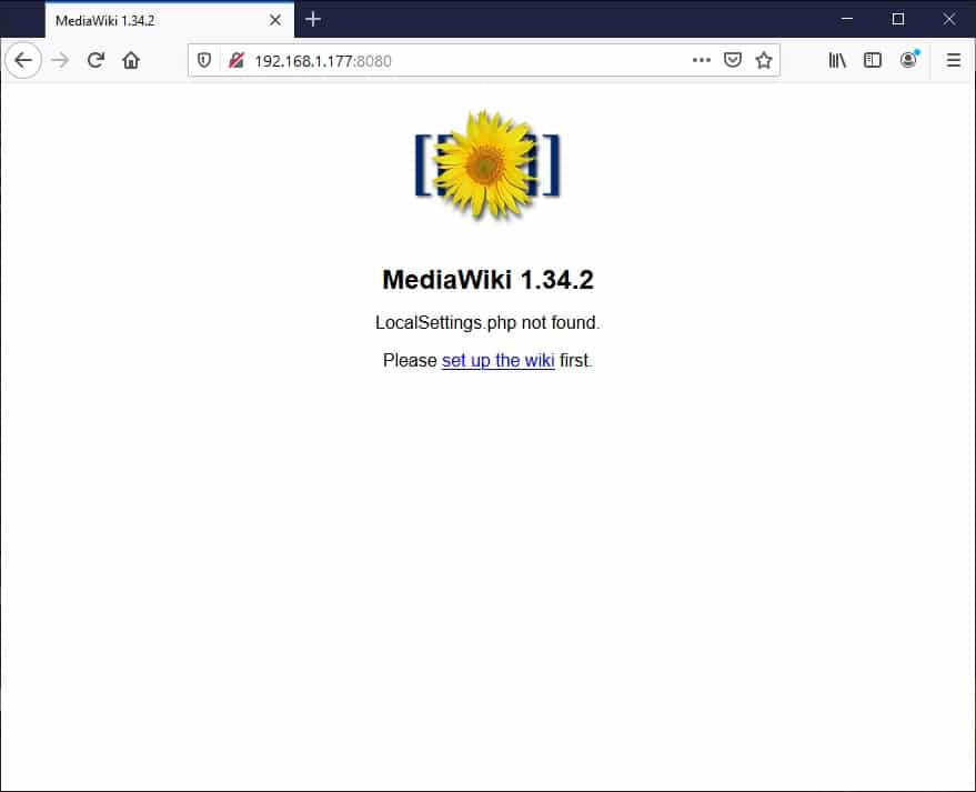 Raspberry PI Mediawiki start first setup