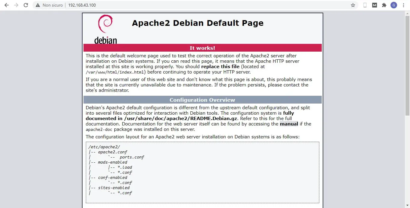 LAN access apache default page