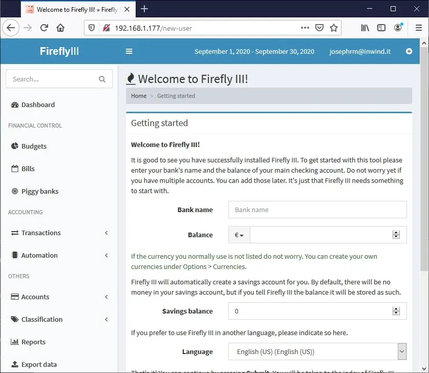 FireFly III home page