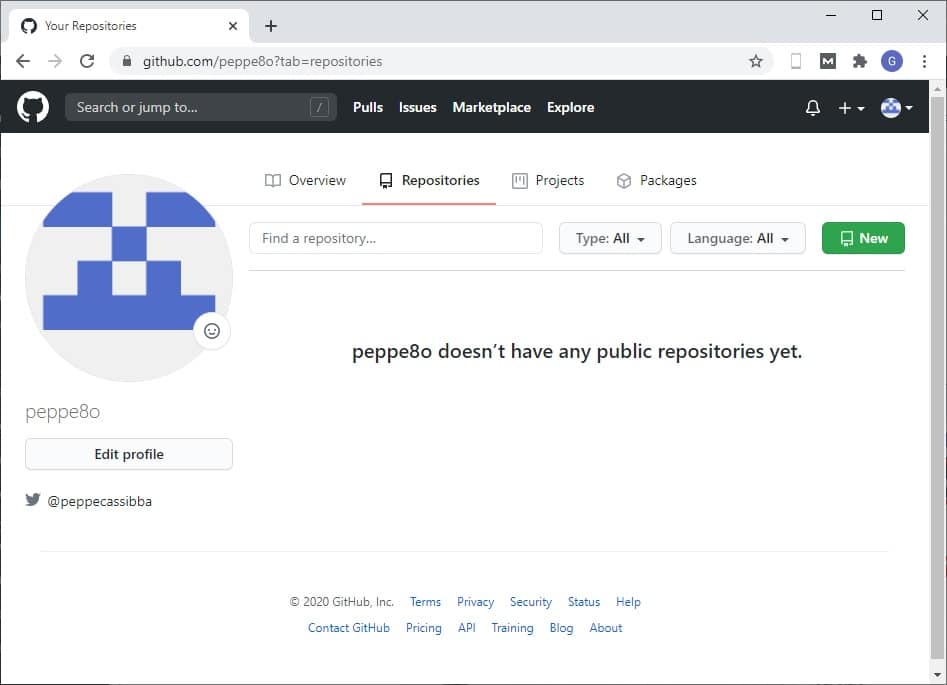 GitHub Repositories empty page