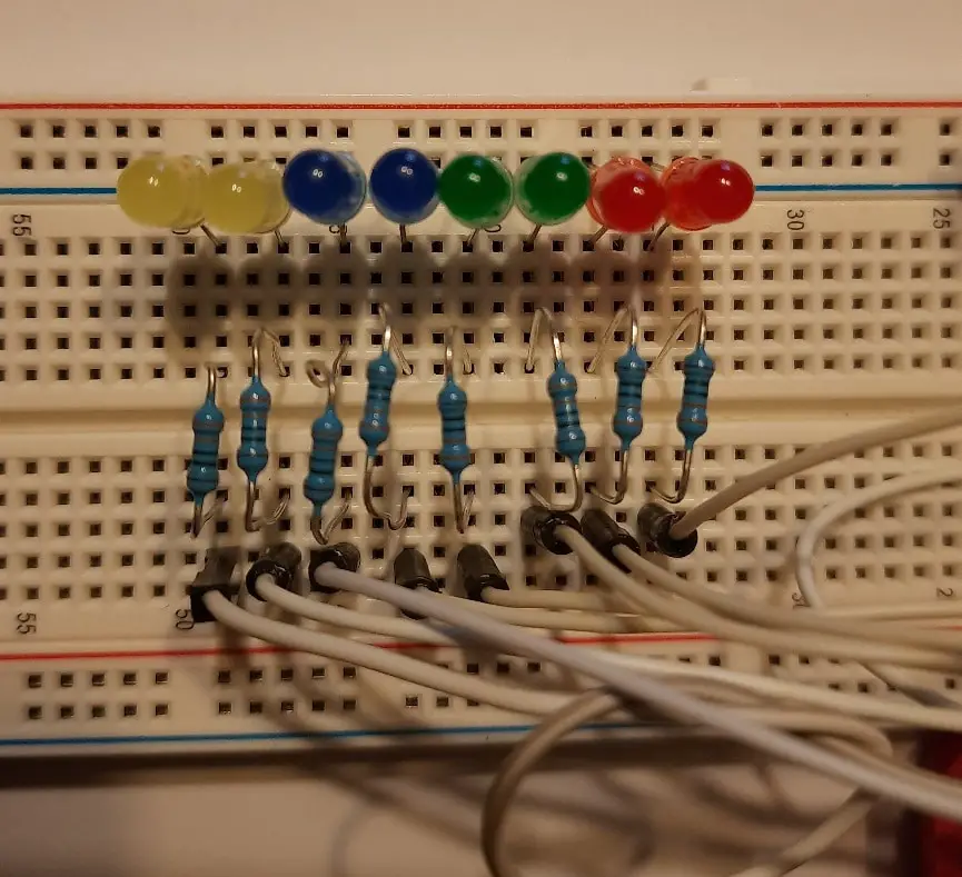 Raspberry PI Shift Register led cabling picture