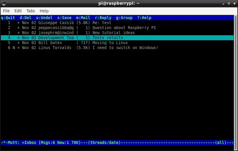 Mutt terminal email client home