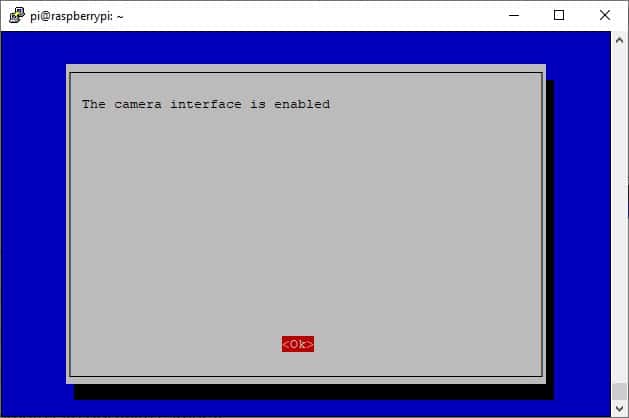 raspi-config interface options camera enabled pi3 model A+
