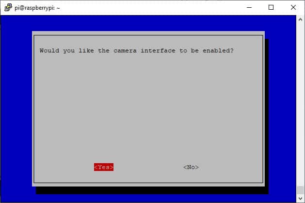 raspi-config interface options camera pi3 model A+