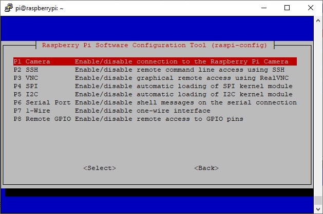 raspi-config interface options pi3 model A+