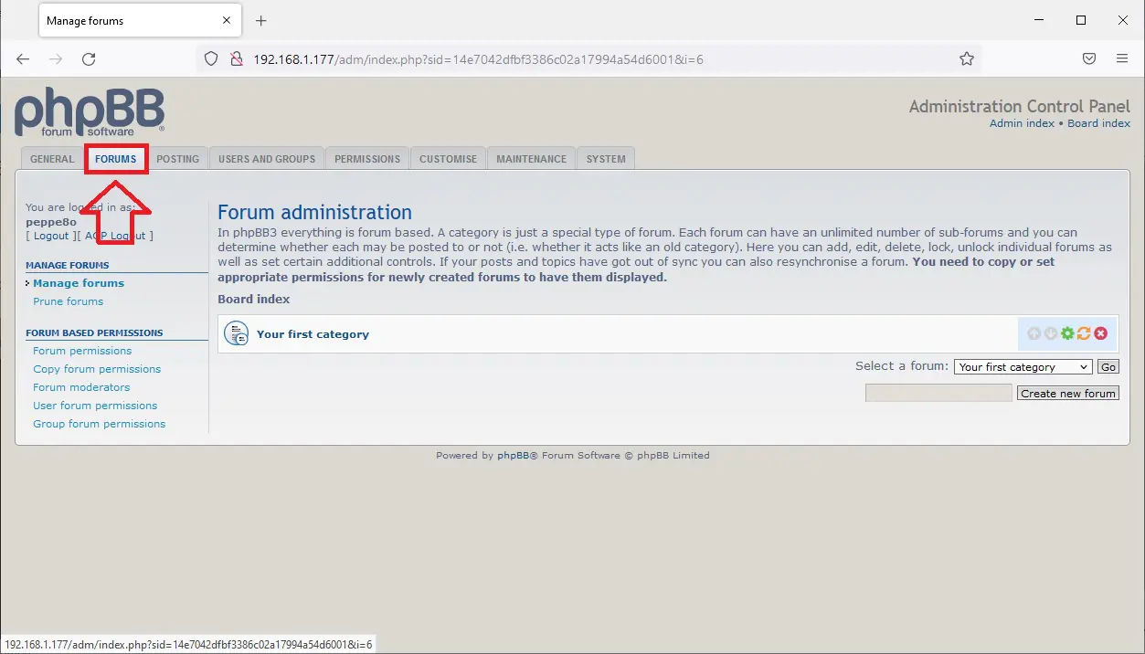phpBB ACP Forums tab