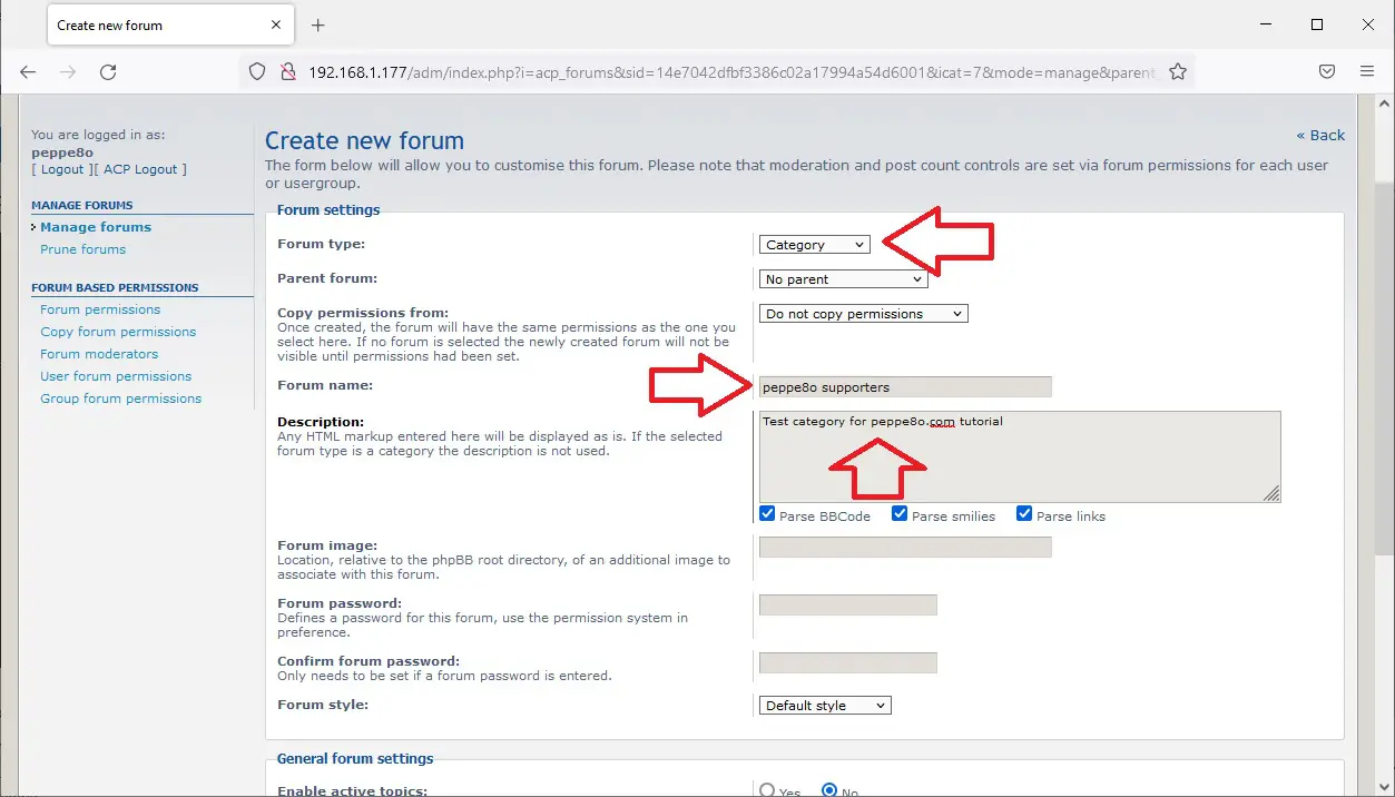 phpBB ACP new category