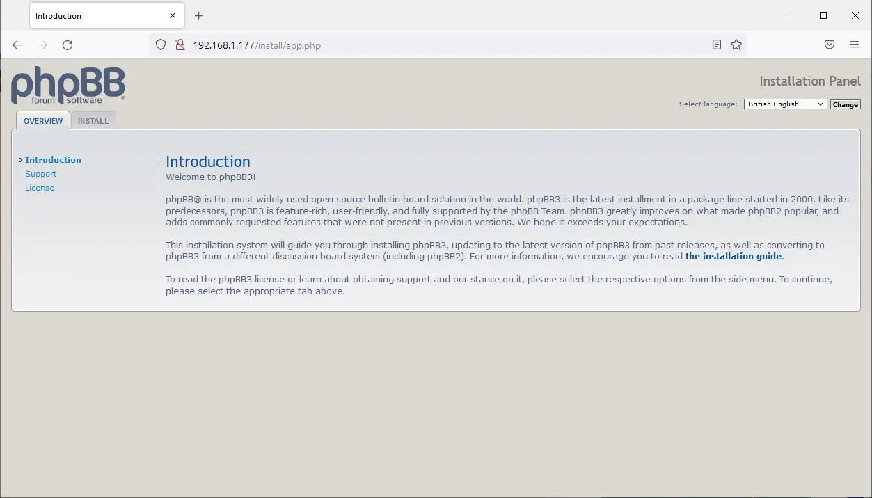phpBB-install-introduction