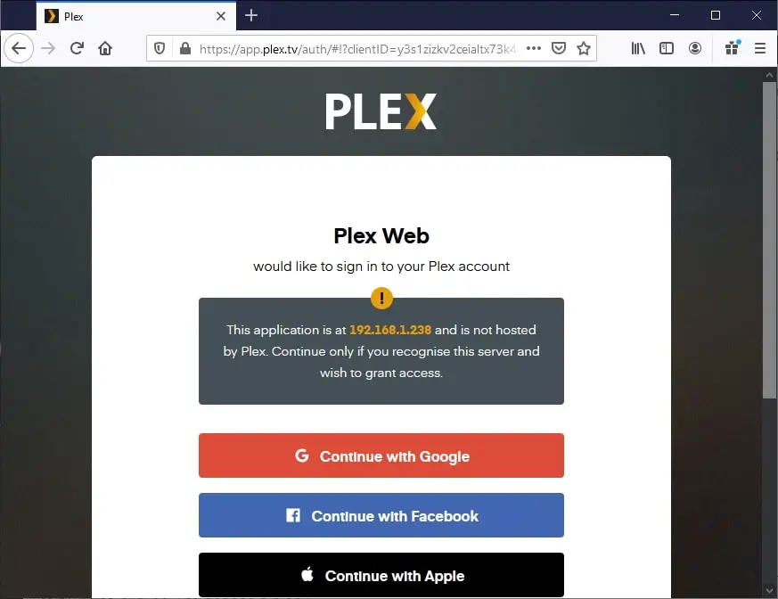 Plex Server web setup - 01