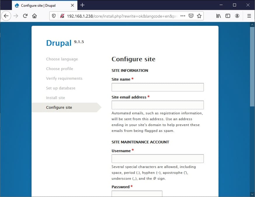 Raspberry PI Drupal install - 05 site configuration