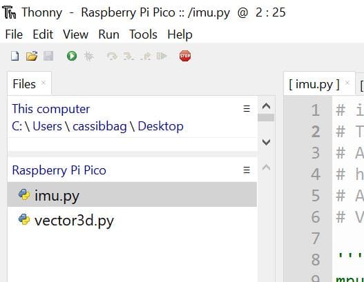 Raspberry PI Pico MPU6050 libraries