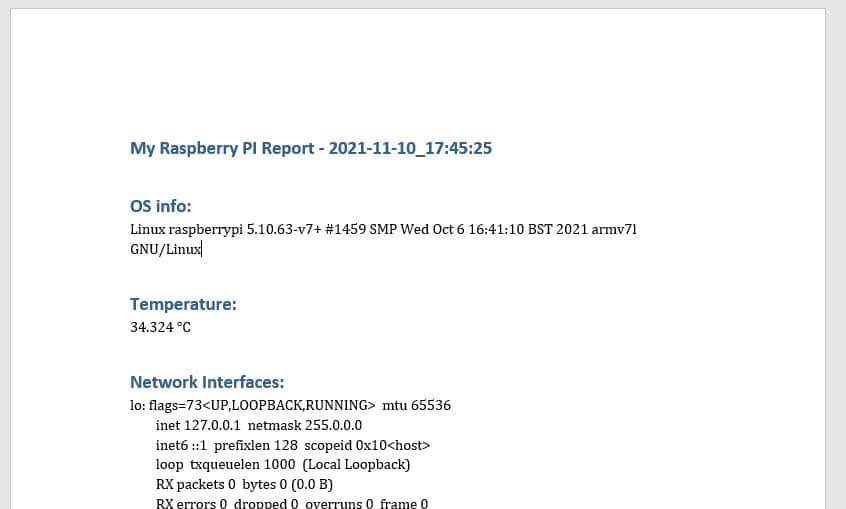 python-docx tutorial custom Raspberry PI report