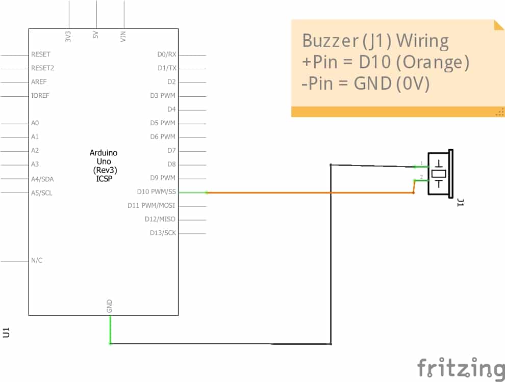 Arduino piezo active buzzer schematic