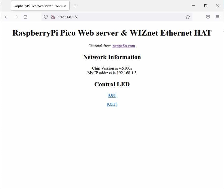 RPI pico https server WIZnet W5100s eth hat