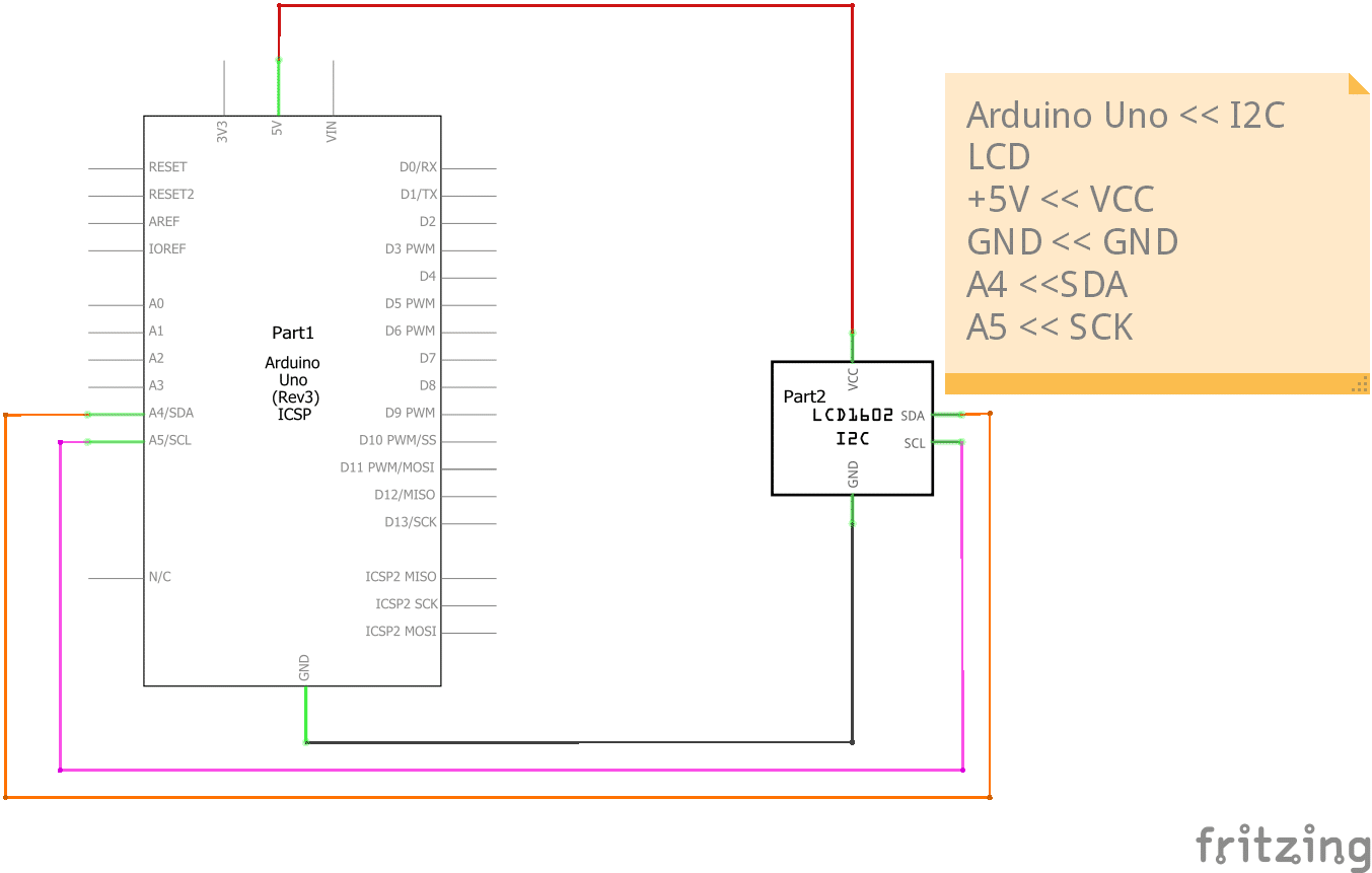 Arduino Uno I2C LCD circuit diagram_schematic