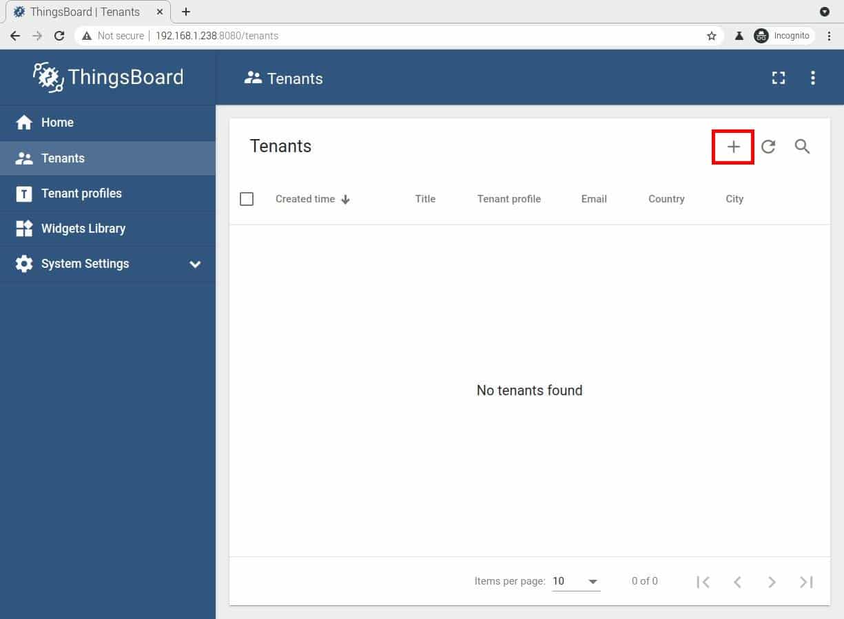 thingsboard add new tenant