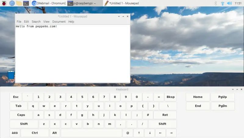 Raspberry PI matchbox screen virtual keyboard