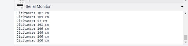 Ultrasonic sensor arduino serial monitor result