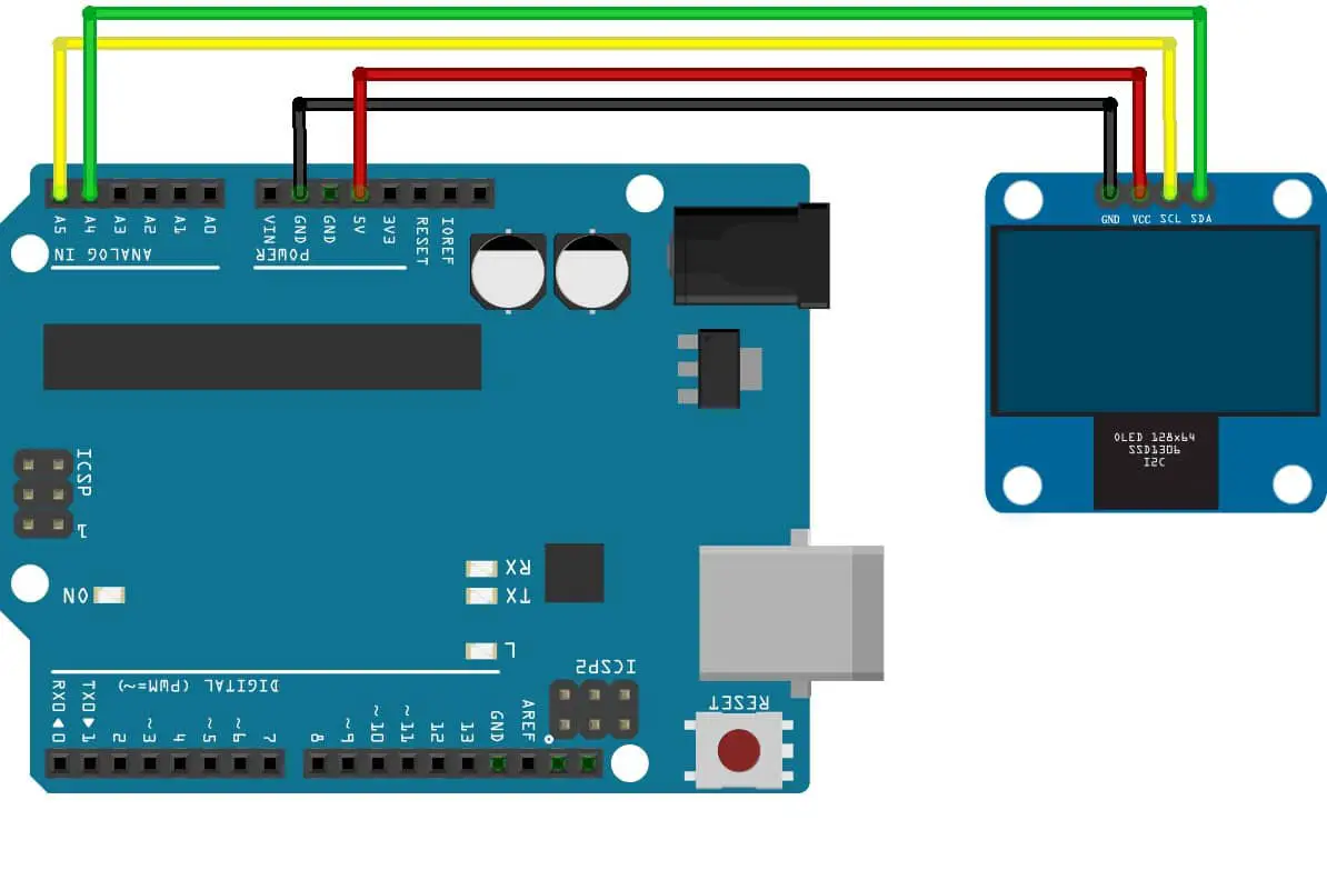 I2C OLED Arduino Wiring Diagram