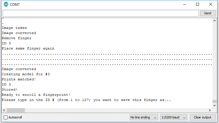 fingerprint sensor arduino enroll process