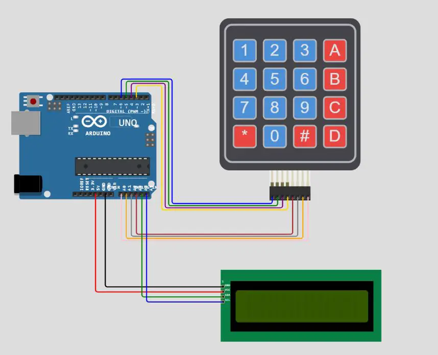 Wiring diagram of calculator with I2C LCD