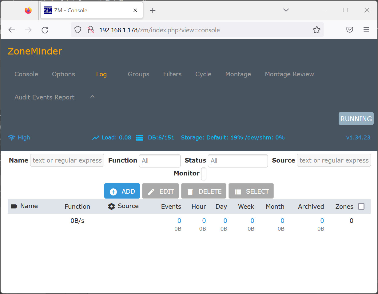 zoneminder-raspberry-pi-log-page