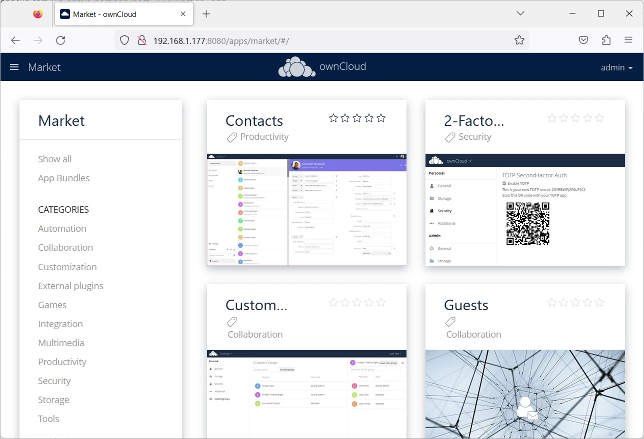 owncloud-raspberry-pi-09-market-page