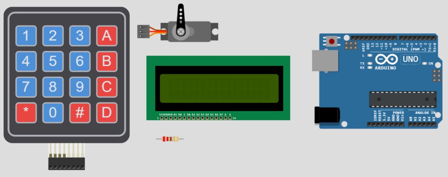 Components for the password protected locker with Arduino Uno