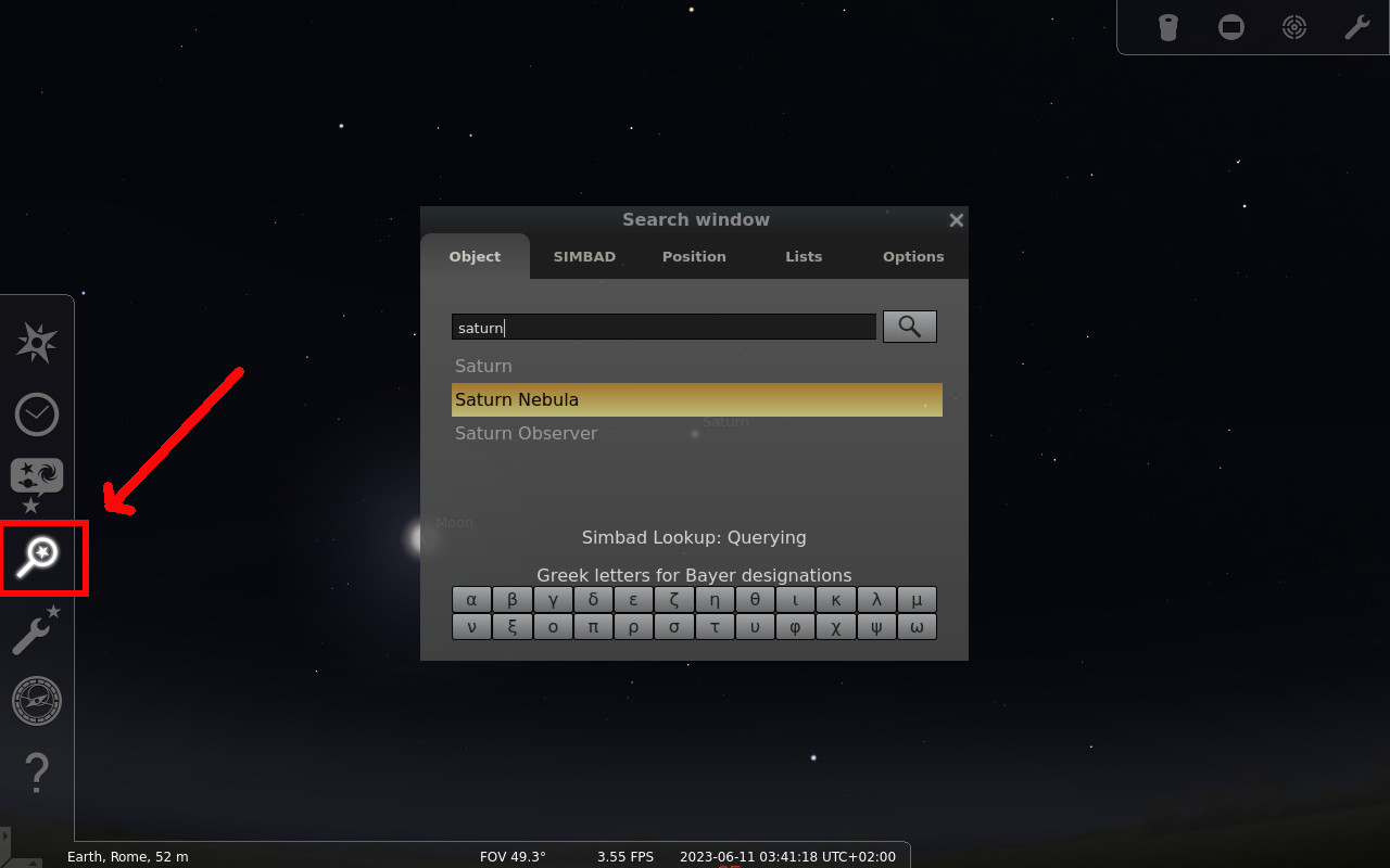 stellarium-search-window