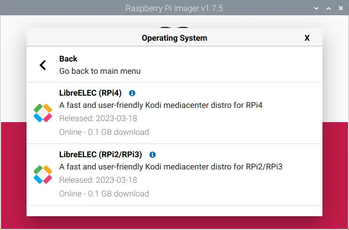 raspberry-pi-imager-libreelec-versions