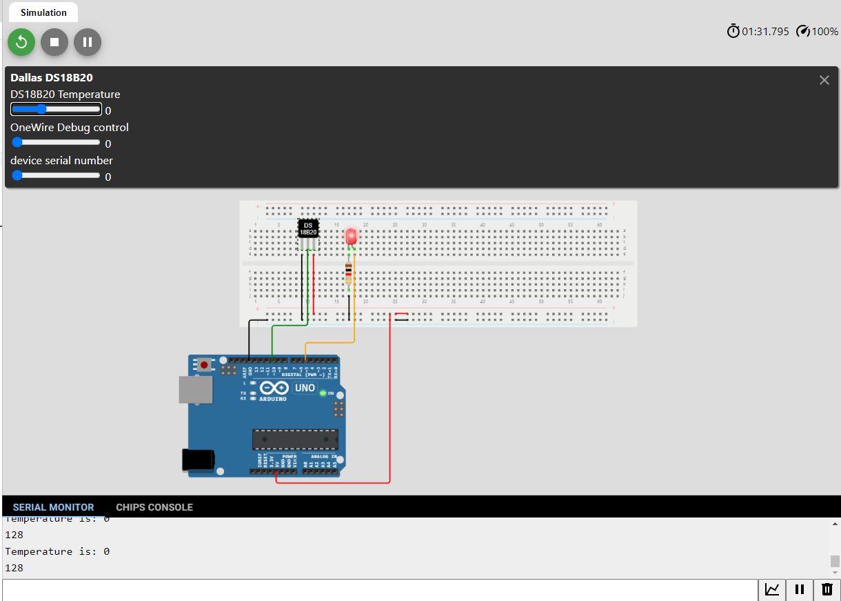 Result for temperature 0 degrees DS18B20 Temperature sensor with arduino