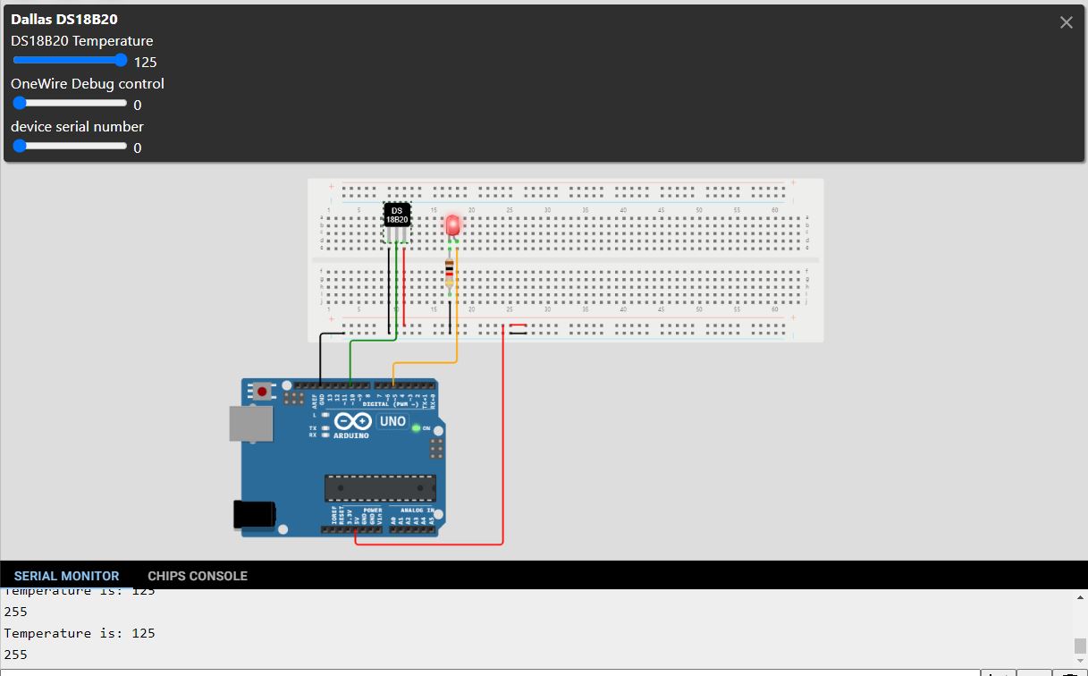 Result for temperature 127 degrees DS18B20 Temperature sensor with arduino