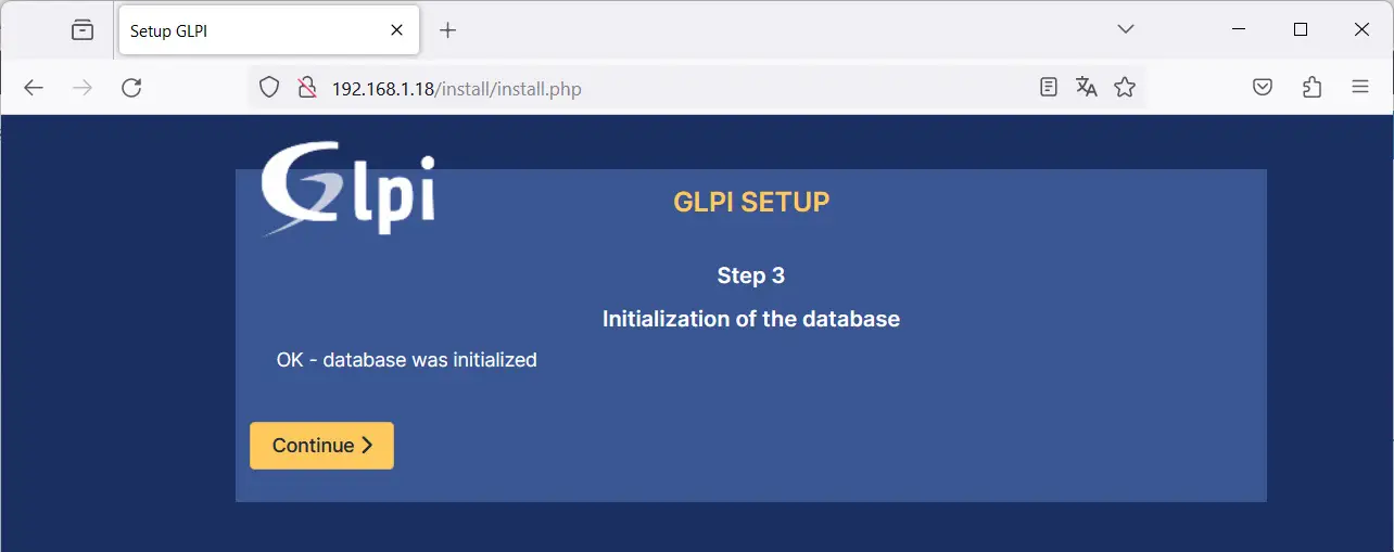glpi-raspberry-pi-install-wizard-08-database-initialization-end
