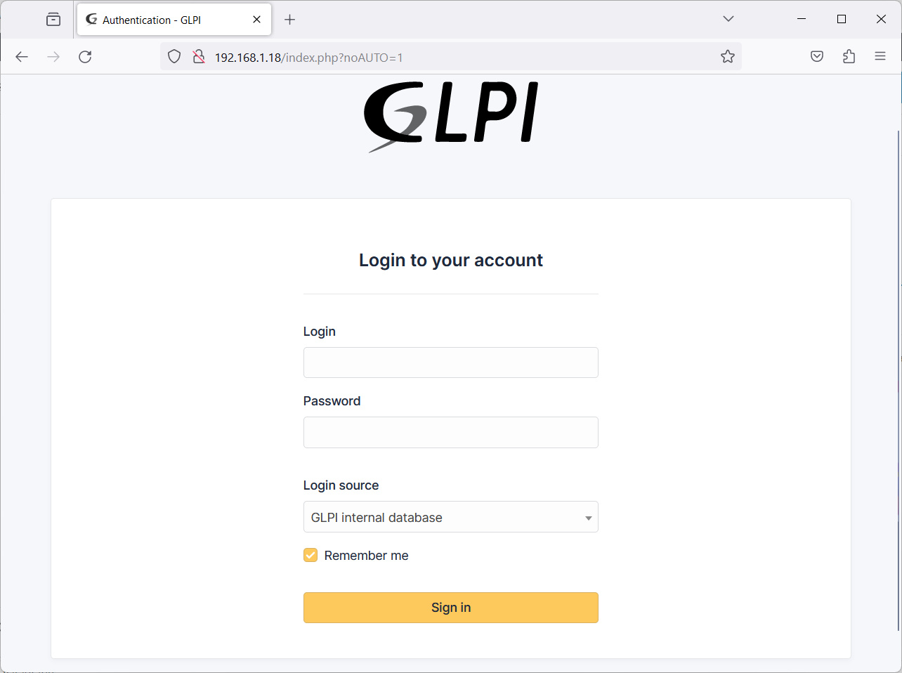 glpi-raspberry-pi-login-page