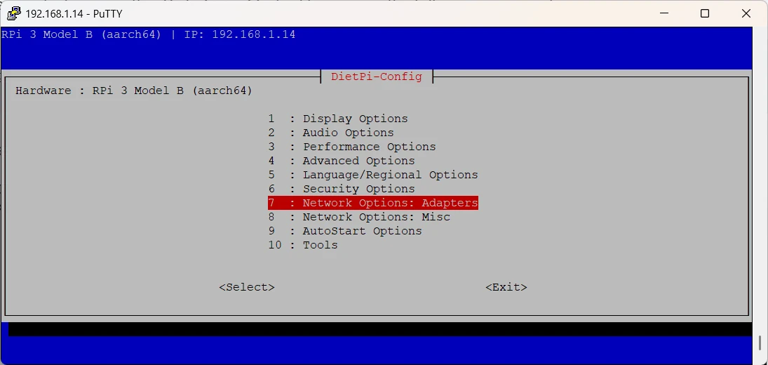 dietpi-config-home-network-adapters-link