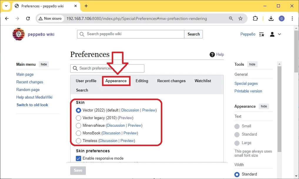 mediawiki-raspberry-pi-user-preferences-appearance