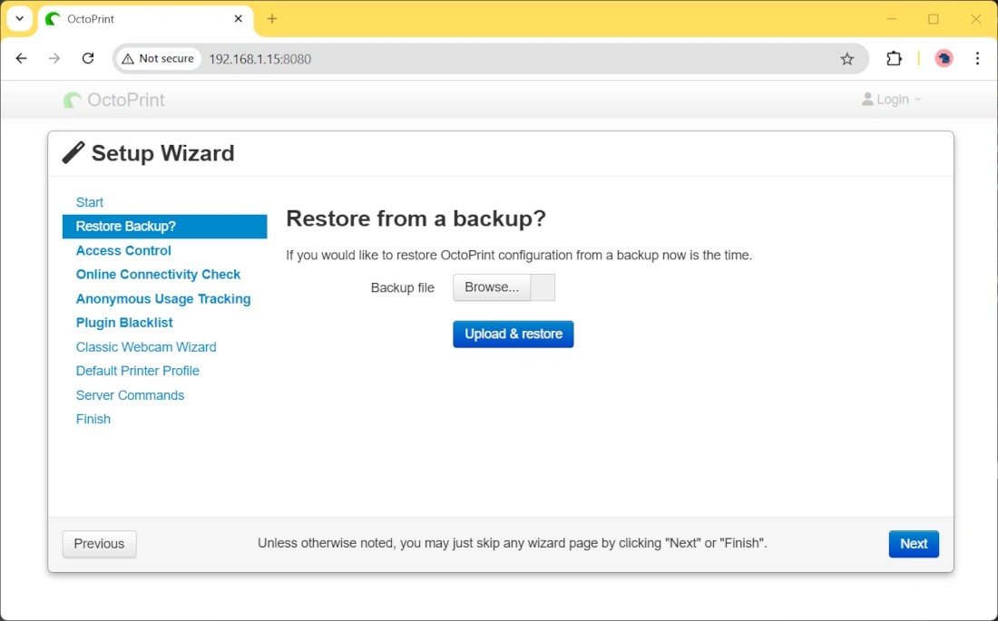 octoprint-raspberry-pi-wizard-02-restore