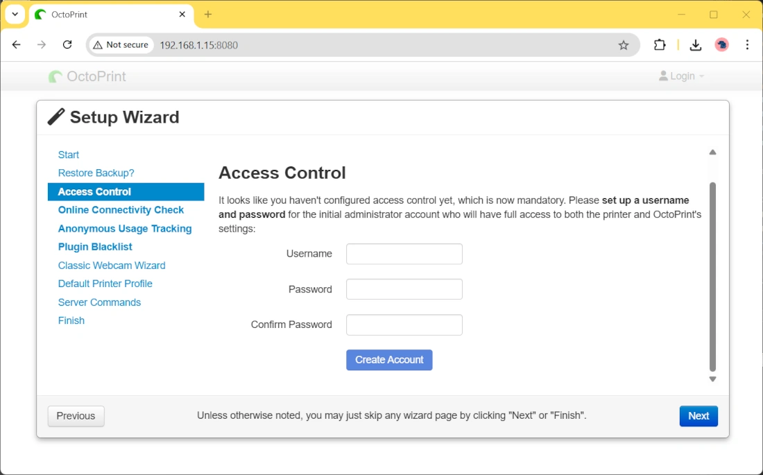 octoprint-raspberry-pi-wizard-03-credentials