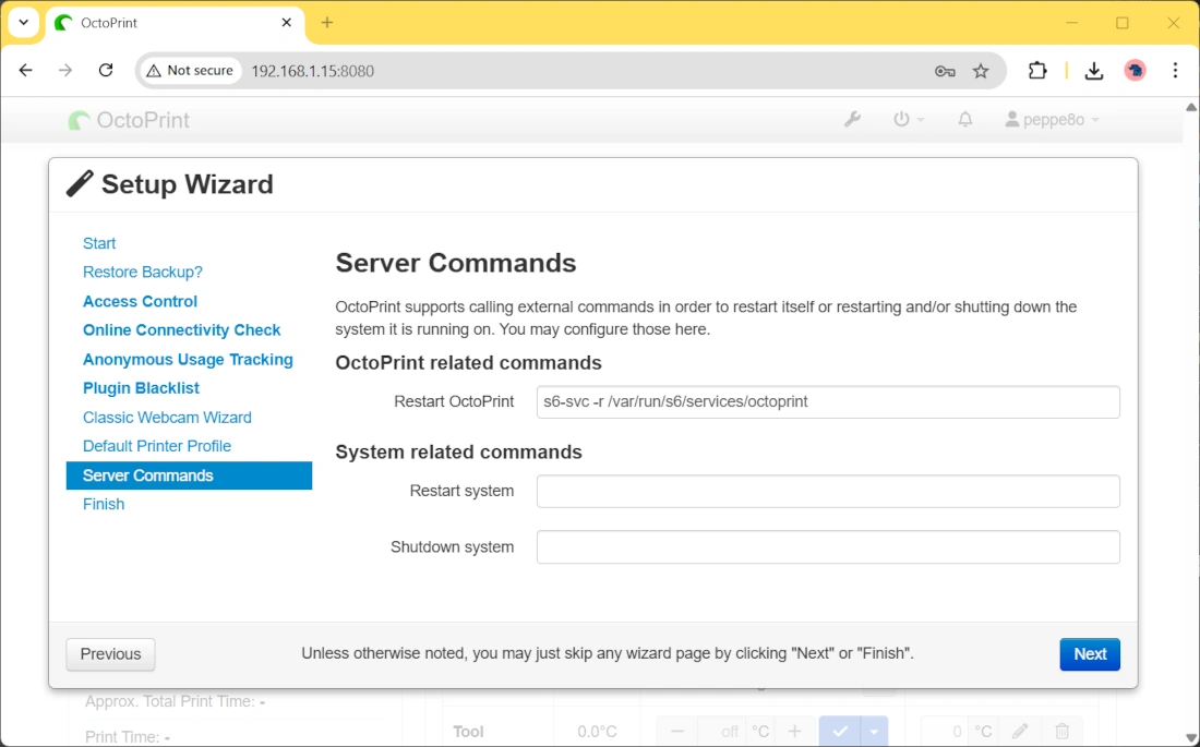 octoprint-raspberry-pi-wizard-09-server-commands