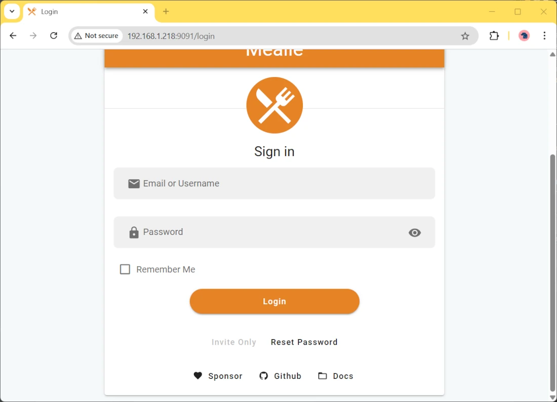 mealie-raspberry-pi-first-login