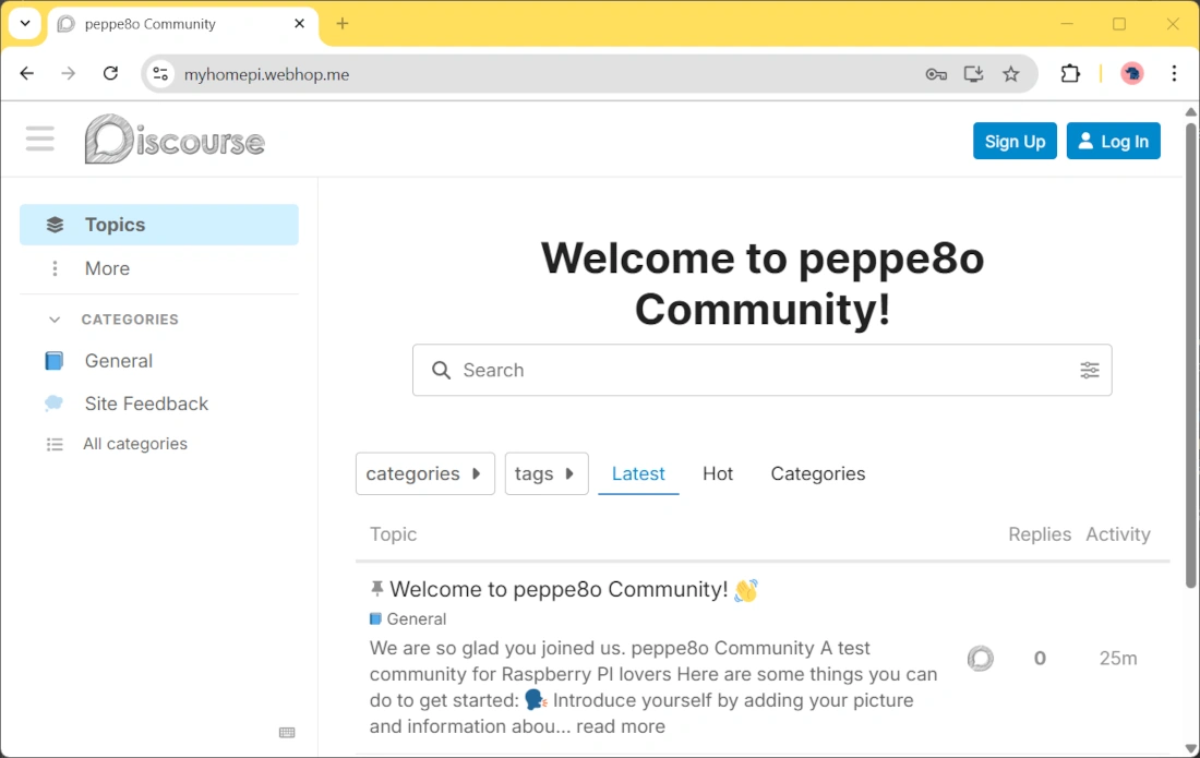 discourse-raspberry-pi-peppe8o-test-home