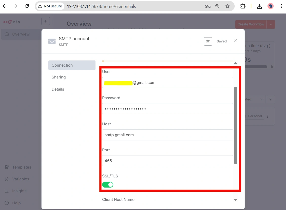 n8n-raspberry-pi-smtp-settings