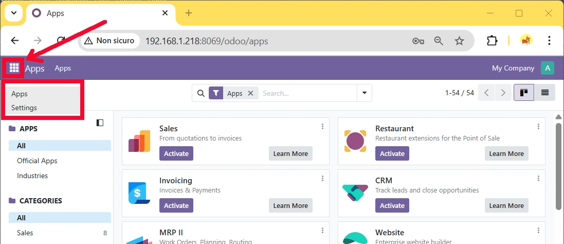 odoo-raspberry-pi-dashboard-menu