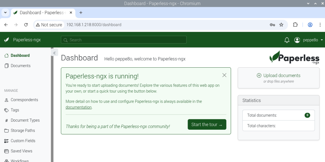 paperless-ngx-raspberry-pi-home-page