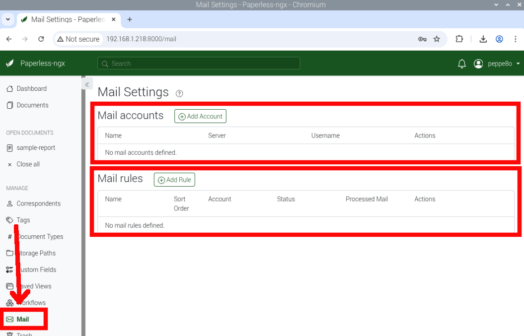 paperless-ngx-raspberry-pi-mail-settings