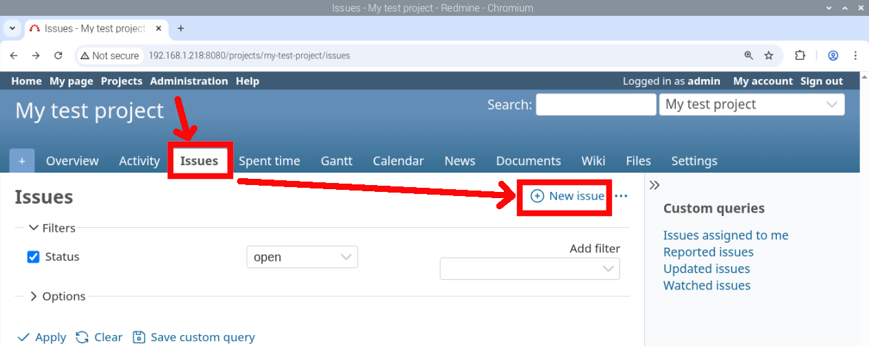 redmine-raspberry-pi-new-issue
