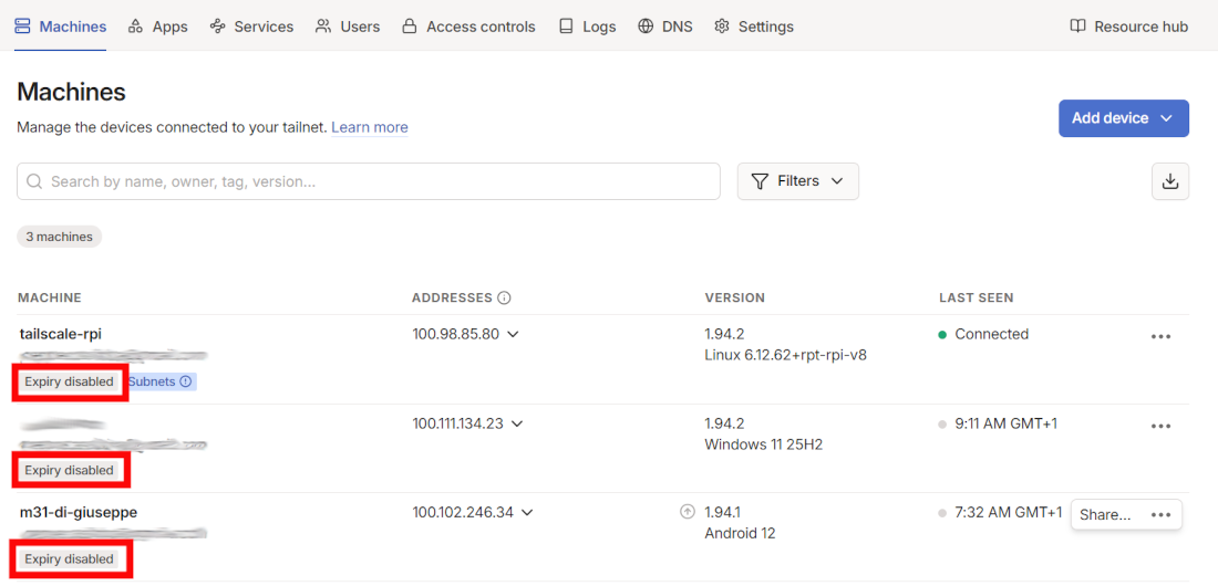 tailscale-raspberry-pi-disable-key-expire-disabled